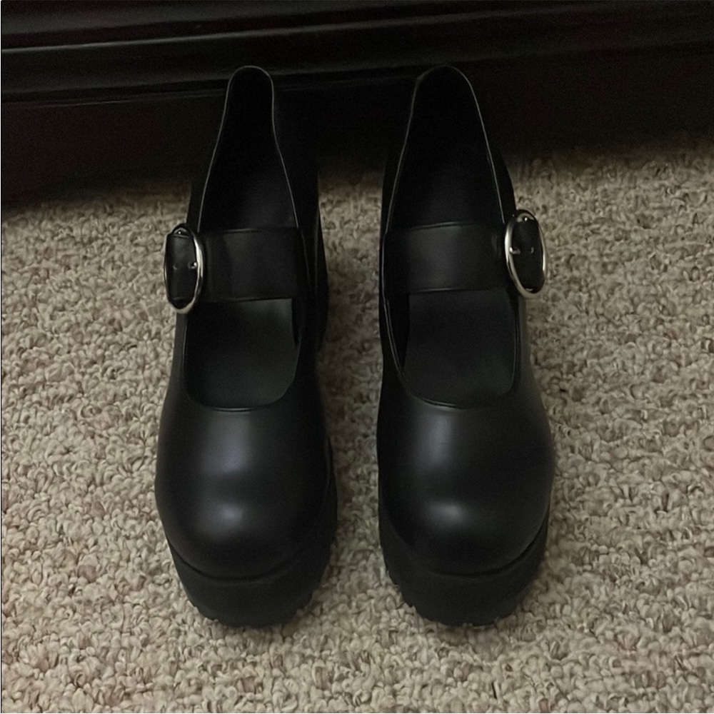 Current Mood Black Platform Mary Janes